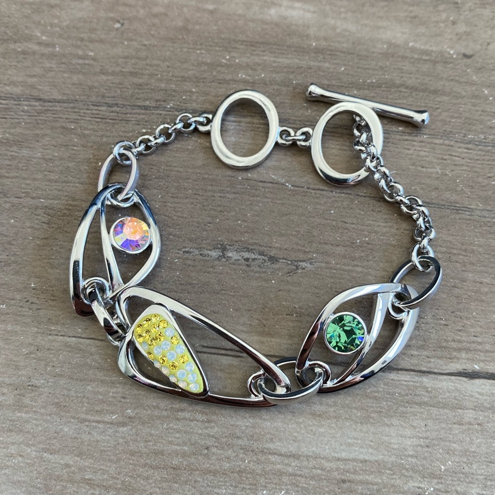 Swarovski silver abstract link bracelet